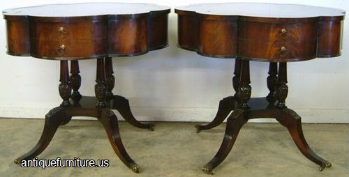 Antique Flame Mahogany Drum Tables