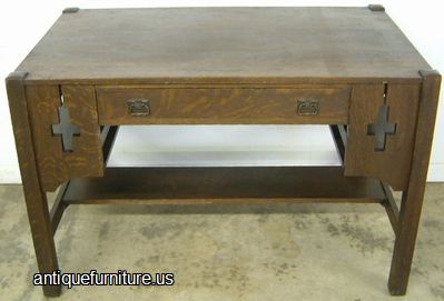 Antique Arts And Crafts Oak Library Table