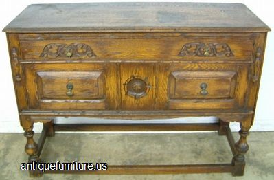 Antique Bernhardt Castle Oak Sideboard