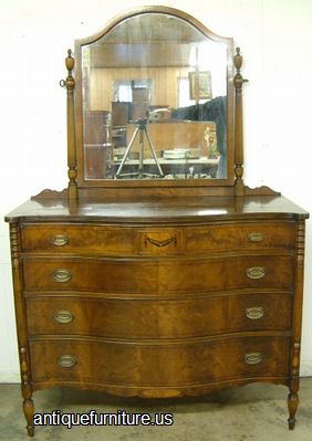 Antique Burl Walnut Dresser Mirror