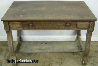 Antique Empire Oak Library Table