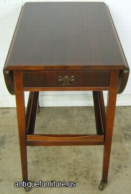 Antique Inlaid Mahogany Drop Leaf Lamp Table