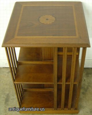 Antique Inlaidl Walnut Revolving Bookcase