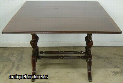Antique Mahogany Banded Inlay Drop Leaf Table