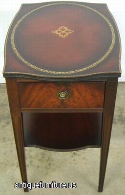 Antique Mahogany Leather Top Lamp Table
