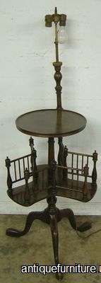 Antique Mahogany Revolving Book Table Lamp