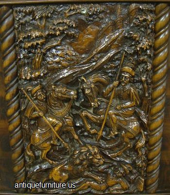 Antique Ornate Burl Walnut Paw Foot Cedar Chest Decor