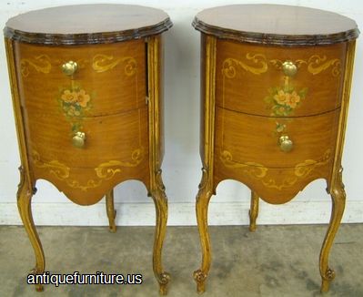 Antique Pair French Paint Decorated Night Stands