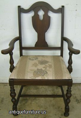 Antique Walnut Dining Chair With Arms