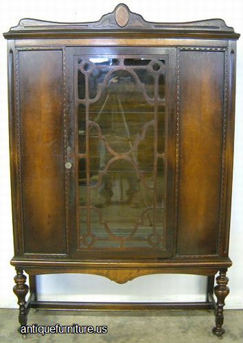 Antique Burl Walnut China Cabinet