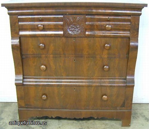 Antique Empire Flame Mahogany Chest