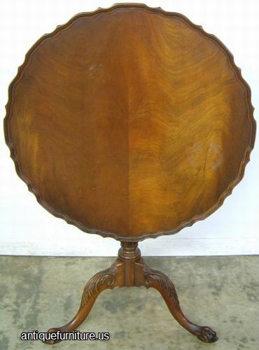 Antique Ornate Mahogany Claw Foot Tilt Top Table