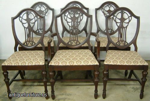 Antique Set Mahogany Shieldback Chairs