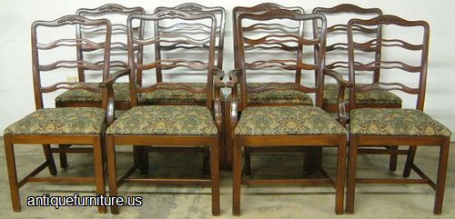 Antique Mahogany Ribbon Back Dining Chairs