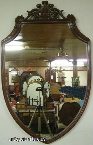 Antique Mahogany Shield Mirror
