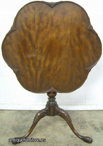 Antique Ornate Mahogany Tilt Top Table