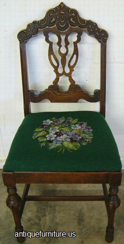 Antique Ornate Needlepoint Chair