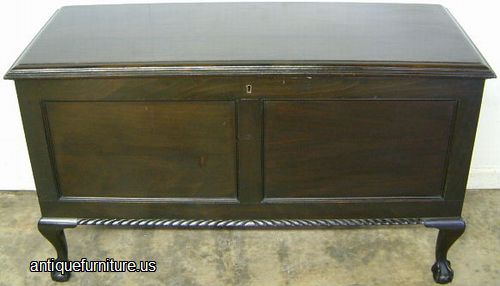 Antique Ribbon Mahogany Ball Claw Cedar Chest