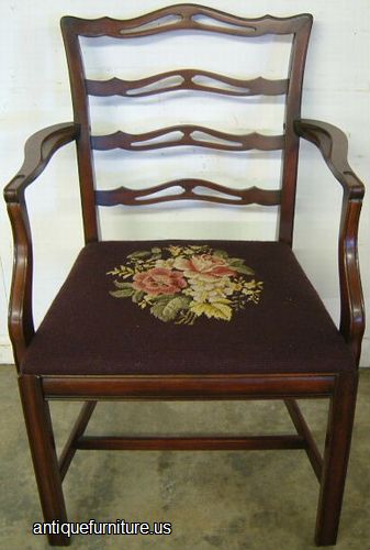 Antique Mahogany Needle Point Chair