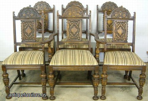 Antique Set Oak Dining Chairs