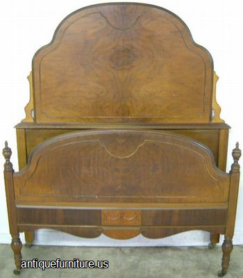 Antique Burl Walnut Twin Bed