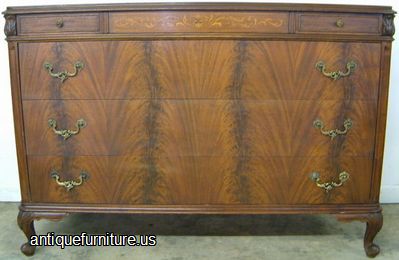 Antique Flame Mahogany French Dresser