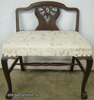Antique Mahogany Ball Claw Vanity Bench