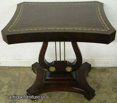 Antique Mahogany Lyre Base Lamp Table