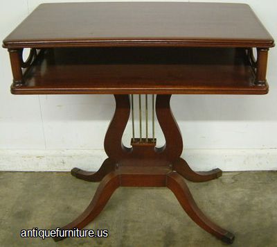 Antique Mahogany Lyre Base Lamp Table