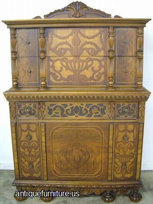 Antique Ornate Walnut Chest