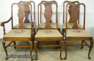 Antique Walnut Needlepoint Chairs