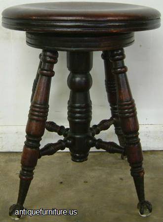 Antique Glass Ball And Claw Organ Stool