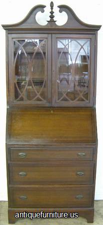 Antique Mahogany Drop Front Desk With Bookcase