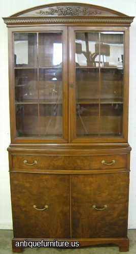 Antique Burl Walnut China Cabinet