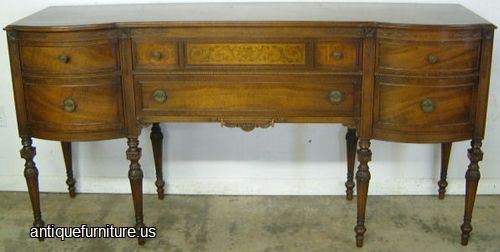 Antique Inlaid Burl Walnut Sideboard