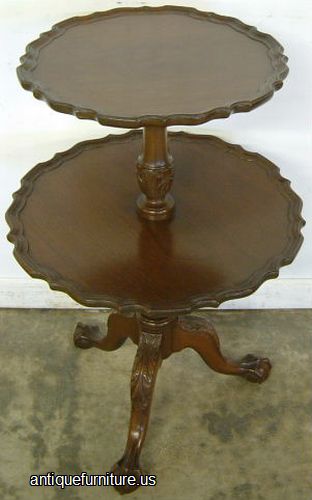 Antique Mahogany Ball Claw Pie Crust Tier Table