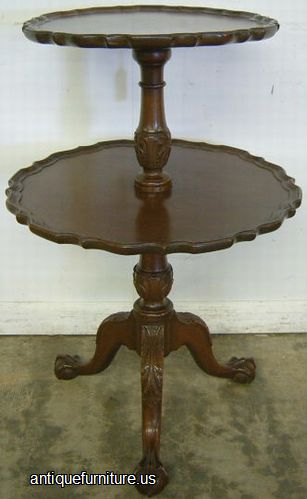 Antique Mahogany Ball Claw Tier Table