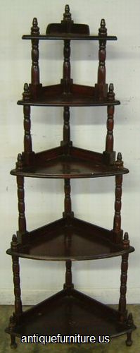 Antique Mahogany Corner Curio Shelf