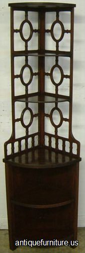 Antique Mahogany Corner Curio Shelf