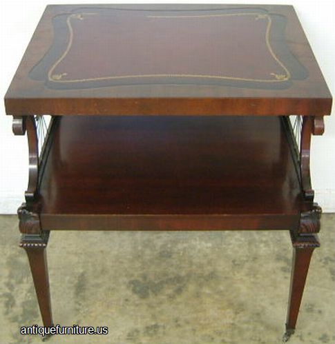 Antique Mahogany Leather Top Lamp Table