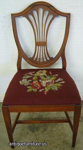 Antique Mahogany Shieldback Needlepoint Dining Chair