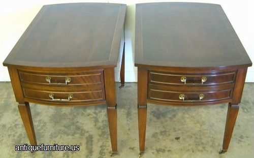 Antique Pair Flame Mahogany Lamp Tables
