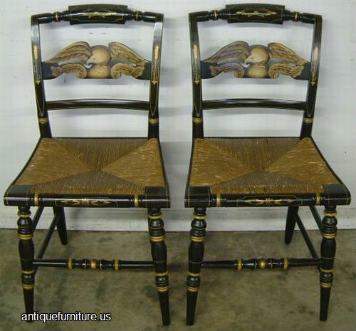 Antique Pair Paint Decorated Hitchcock Chairs
