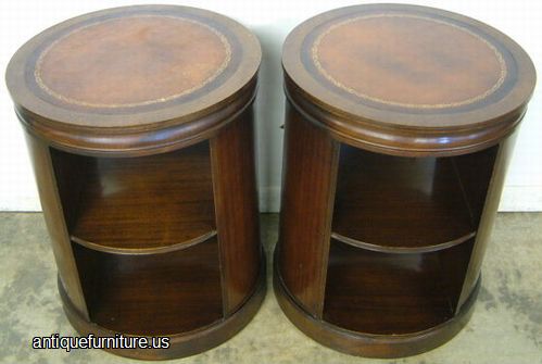 Antique Pair Round Mahogany Lamp Tables