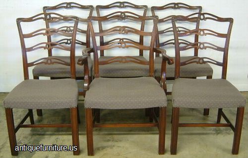 Antique Set Ribbon Back Mahogany Dining Chairs