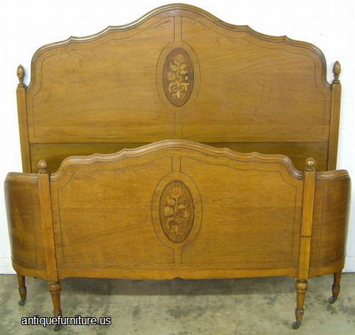 Antique Walnut Inlaid Bed