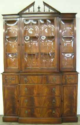 Antique Flame Mahogany Breakfront