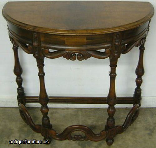 Antique Burl Walnut Console Table