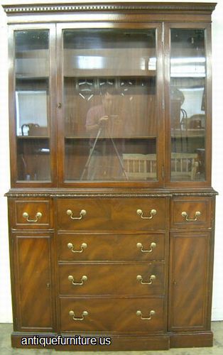 Antique Flame Mahogany Breakfront