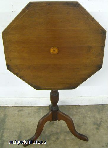 Antique Inlaid Cherry Tilt Top Table